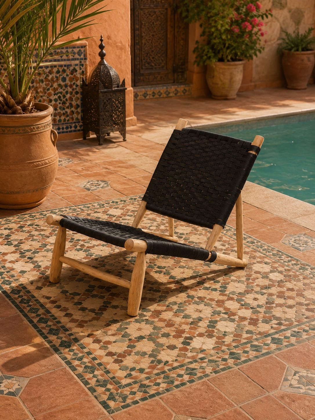 Chaise longue artisanale en extérieur