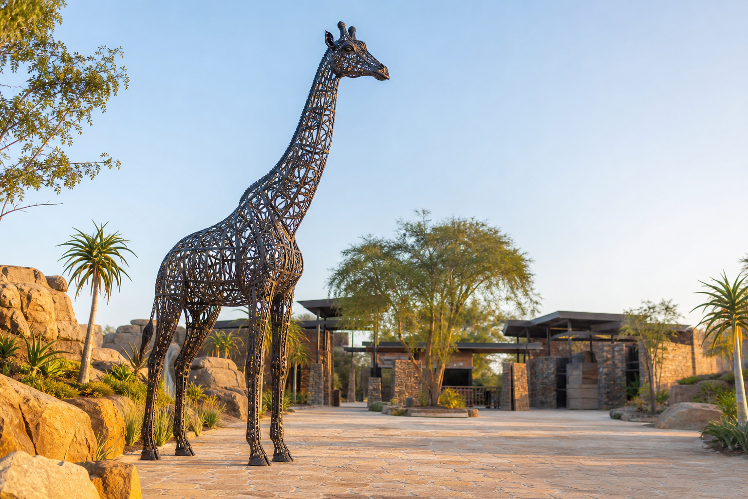 Visualisation d’une sculpture artisanale en forme de girafe