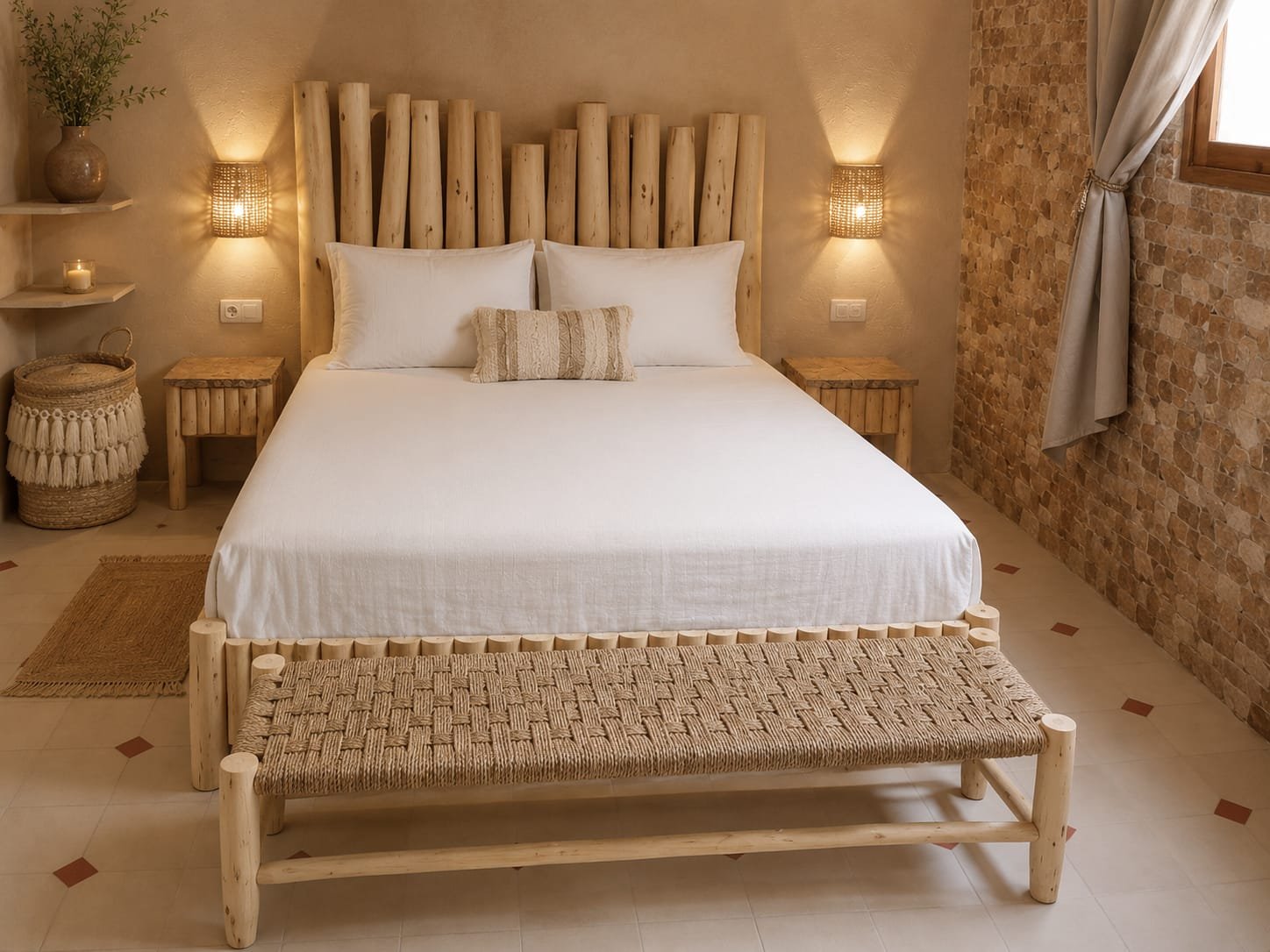 Mobilier artisanal dans une chambre