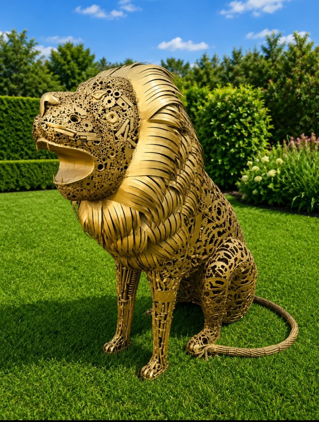 Sculpture en fer représentant un lion