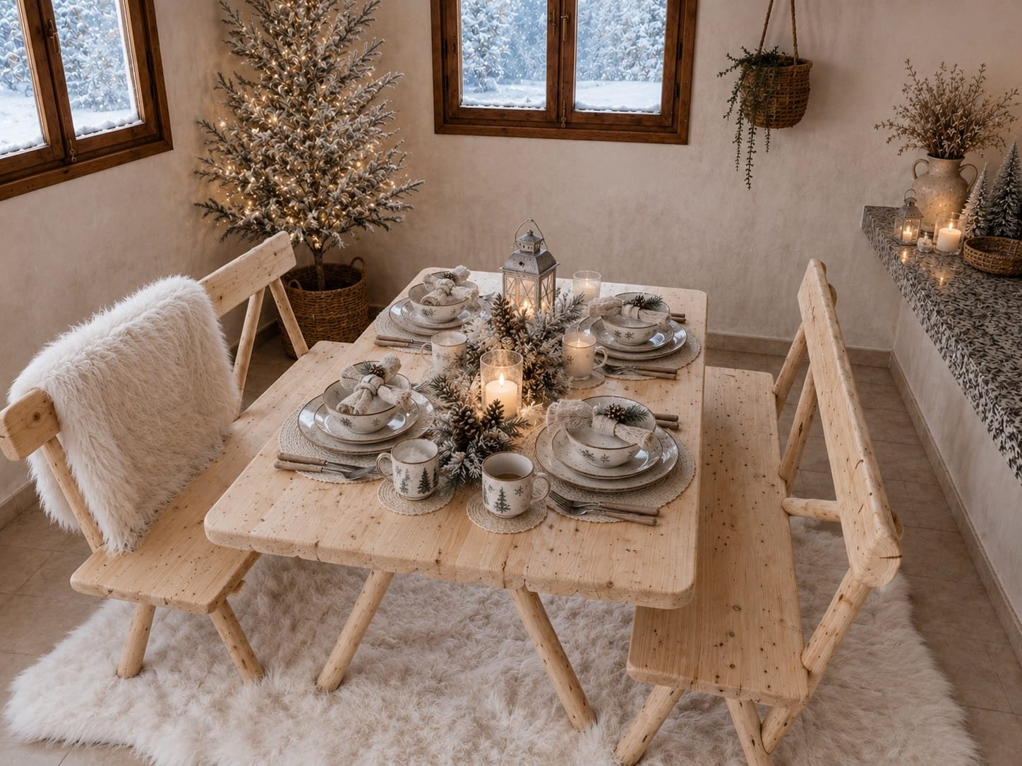 Détail d’un salon avec mobilier artisanal